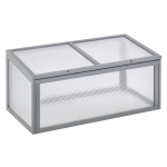 Outsunny Mini Serre de Jardin Serre à tomates dim. 90L x 46l x 40H cm Toit ouvrable Panneaux de Polycarbonate Bois Sapin pré-huilé Gris