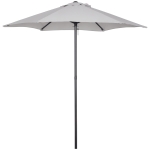 Outsunny Parasol droit ronde parasol de jardin Ø 2 m mât en aluminium 6 baleines métal et toile gris clair