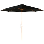 Outsunny Sombrilla Terraza Exterior Ø300 cm Sombrilla de Jardín con Sistema de Polea Techo Ventilado y Poste Desmontable Negro