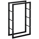 HOMCOM Range bûches Etagère porte bois de cheminée porte-bûches design contemporain charge max. 100 Kg dim. 60L x 25l x 100H cm métal noir