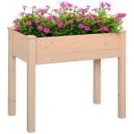 Outsunny Hochbeet, Pflanzkasten, Blumenkasten, Blumentopf, Kräuterbeet mit Abflusslöchern, Vliesstofftuch, Massivholz Natur 86 x 46 x 76 cm