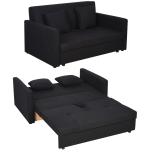HOMCOM Schlafsofa, 2er-Sofa, mit verstecktem Stauraum, Pollycotton, Dunkelgrau