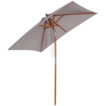Outsunny Ombrellone da Giardino Inclinabile 2x1.5 m a 6 Stecche con Palo in Legno di Abete, Grigio