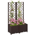 Outsunny Pat Înălțat pentru Grădină cu Spalier și 6 Orificii de Drenaj, 80x40x135 cm, Maro