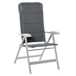 Outsunny Silla de Jardín Plegable Portátil de Aluminio con Respaldo Alto Ajustable en 8 Posiciones y Reposacabezas Acolchado para Exterior Terraza Camping 75x61,5x115 cm Gris
