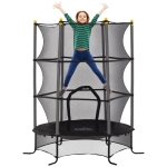 HOMCOM Trampolino Elastico per Bambini Ø1.6x1.9 m con Rete di Sicurezza e Pali Imbottiti, Età 3-10 Anni, Nero