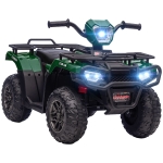 HOMCOM Quad électrique enfant 12V, voiture électrique enfants, double moteur, phares et musique, 88x45x50cm, vert