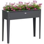 Outsunny Jardinière sur pieds carré potager avec trou de drainage acier galvanisé 100 x 30 x 80 cm gris