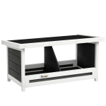 PawHut Nido per Galline a 2 Aree con Base Rialzata e Tetto, in Legno e Bitume, 66x37x34 cm, Grigio Bianco e Nero