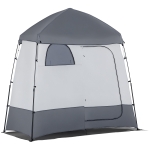 Outsunny Duschzelt für 2 Personen Toilettenzelt mit Transporttasche 3 Türen 2 Fenster Camping Umkleidezelt Umkleidekabine Lagerzelt Hellgrau+Grau