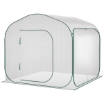 Outsunny Serre de jardin PE, pop-up, serre de balcon, bâche renforcée 140 g/m², châssis en acier, porte zippée enroulable, pour légumes plantes fleurs, intérieur et extérieur, 208x208x195cm, blanc