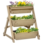 Outsunny Jardinière sur Pieds carré Potager 3 étages dim. 71L x 61l x 77H cm Inserts d'irrigation Feutre de Drainage Bois Sapin Autoclave