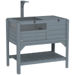 PawHut Maison enclos pour tortues sur pieds avec étagère de rangement en bois de sapin - dim. 103H x 84L x 51l cm