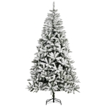 HOMCOM Árvore de Natal Artificial 225 cm com Neve Ignífugo com 1300 Ramos Folhas de PVC Base Dobrável Verde