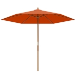 Outsunny 2.5m Wood Garden Parasol Sun Shade Patio Outdoor Wooden Umbrella Canopy, Table Market Umbrella with Vent, 38mm Pole, Rope Pulley Mechanism, Orange
