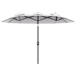 Outsunny Ombrellone da Giardino Doppio Inclinabile con Apertura a Manovella, 295x152x222cm, Bianco