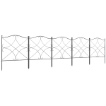 Outsunny Set Gard de Grădină cu 5 Panouri și Stâlpi, Gard Decorativ din Metal, 305x62 cm, Negru