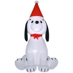 HOMCOM 6ft Inflatable Christmas Puppy Dog Wearing Santa Hat Lighted Outdoor Decoration Blow Up Decor for Holiday Indoor