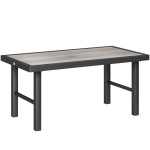 Outsunny Metal Garden Coffee Table, Outdoor Side Table with SPC Woodgrain Tabletop for Outside, Garden, Balcony, Porch, 100 x 53 x 46cm, Grey Wood Effect