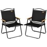 Outsunny Lot de 2 chaises de camping chaise de pêche pliante - tissu Oxford et structure acier 54 x 59 x 78 cm noir