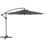 Outsunny Parasol déporté octogonal rabattable diamètre 3 m parasol de jardin avec pied en croix gris foncé