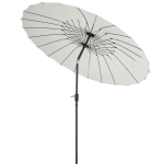 Outsunny Parasol de jardin Parasol droit inclinable rond avec 24 baleines manivelle aluminium fibre de verre polyester diamètre 2,60 m coloris crème