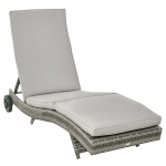 Outsunny Bain de soleil transat grand confort - dossier inclinable 5 positions roulettes - matelas déhoussable inclus - résine tressée grise