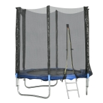 SPORTNOW Trambulină elastică cu scară și plasă de siguranță, din oțel și plastic, Ø180x200 cm, albastru