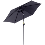 Outsunny Sombrilla de Jardín, Ø260x235 cm, Parasol de Jardín Reclinable con Manivela, Poste Desmontable de Aluminio y 6 Varillas de Metal, para Terraza, Exterior, Balcón, Gris