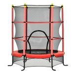 HOMCOM Trampoline Enfant Ø 1,63 × 1,63H m Filet de sécurité Porte zipée Couvre-Ressorts 6 poteaux rembourrés Inclus Rouge