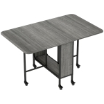 HOMCOM Masă de dining pliabilă pentru maximum 6 persoane, cu raft, din lemn și metal, 130x80x74 cm, gri