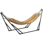 Outsunny Support avec hamac pliable en acier, 2 en 1 pour hamac ou chaise suspendue, sac de transport inclus 263x89x100cm kaki