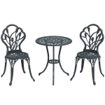 Outsunny Ensemble salon de jardin 2 places 2 chaises + table ronde fonte d'aluminium imitation fer forgé vert