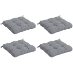 Outsunny Conjunto de 4 Almofadas para Cadeiras de Sala 48x48x7 cm Impermeáveis e Anti-UV com 2 Fitas de Fixação Cinzento
