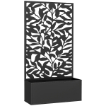 Outsunny Jardinière avec treillis bac à fleurs rectangulaire grande taille panneau d'intimité métal 61 x 23 x 113 cm noir