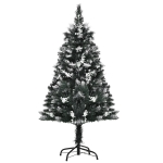 HOMCOM Árbol de Navidad Artificial 120 cm con 222 Ramas 28 Decoraciones Soporte de Acero Base Plegable y Desmontable Verde