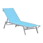 Outsunny Bain de Soleil transat - Chaise Longue - Design Contemporain - Dossier inclinable Multi-Positions - métal époxy textilène Bleu Ciel - dim. 170 x 58 x 97 cm