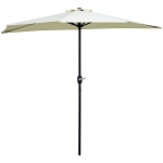Outsunny Demi parasol Ø 2,6 m, parasol de balcon 5 entretoises acier polyester beige