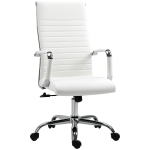 Vinsetto Sedia da Ufficio Ergonomica in Finta Pelle, Seduta Girevole e Dondolo, 54x62x104-114 cm, Bianco