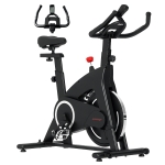 SPORTNOW Bicicletă Magnetică cu Ghidon, Șa Reglabilă și Monitor LCD, 106x53x111-123 cm, Negru