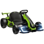 HOMCOM Go Kart Elettrico per Bambini 6-12 Anni 24V 12km/h con Seggiolino Regolabile, Verde