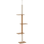 PawHut Albero Tiragraffi per Gatti a 4 Livelli con Altezza Regolabile, Marrone, 43x27x228-260cm