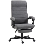 Vinsetto Fauteuil de bureau pivotant inclinable en tissu aspect lin avec accoudoirs hauteur réglable gris