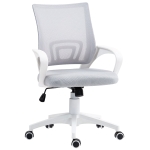 HOMCOM Silla de Escritorio de Malla Giratoria con Altura Ajustable Función de Basculante y Reposabrazos Carga 120 kg Gris