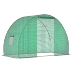 Outsunny Serre de Jardin Tunnel serre d'hivernage Surface Sol 4,5 m² dim. 3L x 1,5l x 2H m châssis Tubulaire renforcé Porte zippée 2 fenêtres enroulables Vert