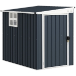 Outsunny 4 x 6ft Garden Metal Shed, Outdoor Storage Shed with Window, 2 Vents and Lockable Door for Garden, Patio, Dark Grey