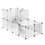 PawHut Țarc Modular pentru Animale cu Panouri 35x35 cm și Accesorii, din Oțel și PP, 140x70x70 cm, Negru