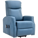 HOMCOM Massagesessel mit Aufstehhilfe, Relaxsessel, inkl. Fernbedienung, 1 Seitentasche, Fußstütze, Blau