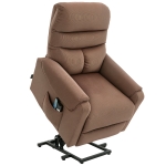 HOMCOM Fernsehsessel mit Aufstehhilfe Elektrisch, Massagesessel mit Liegefunktion und Wärmefunktion, Relaxsessel mit Fernbedienung und Seitentasche Verstellbar Polyester-Gewebe Braun