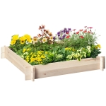 Outsunny Letto per Orto e Giardino in Legno di Abete, Montaggio Senza Viti, 100x100x16cm